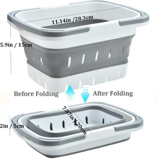Alt view image 2 of 7 - Portable Shower Caddy Basket, Foldable Caddy Basket with Handles, Collapsible Storage Organizer for Bathroom, Kitchen, College Dorm,Gym (Grey)