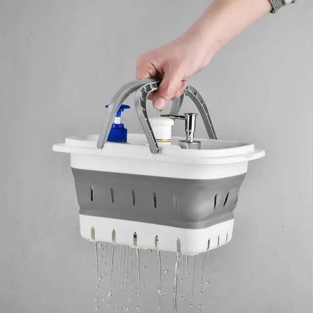 Alt view image 5 of 7 - Portable Shower Caddy Basket, Foldable Caddy Basket with Handles, Collapsible Storage Organizer for Bathroom, Kitchen, College Dorm,Gym (Grey)
