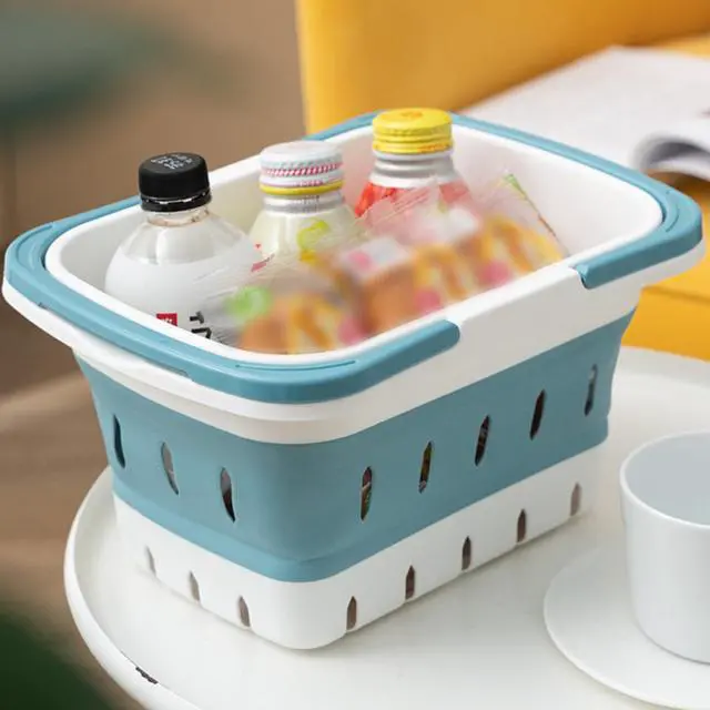 Alt view image 7 of 7 - Portable Shower Caddy Basket, Foldable Caddy Basket with Handles, Collapsible Storage Organizer for Bathroom, Kitchen, College Dorm,Gym (Grey)