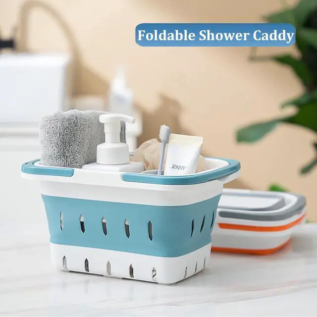 Alt view image 6 of 7 - Portable Shower Caddy Basket, Foldable Caddy Basket with Handles, Collapsible Storage Organizer for Bathroom, Kitchen, College Dorm,Gym (Grey)