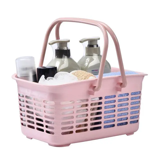 Alt view image 3 of 7 - Plastic Shower Caddy Basket with Handle, Portable Organizer Storage Basket for College Dorm, Bathroom, Kitchen - Pink
