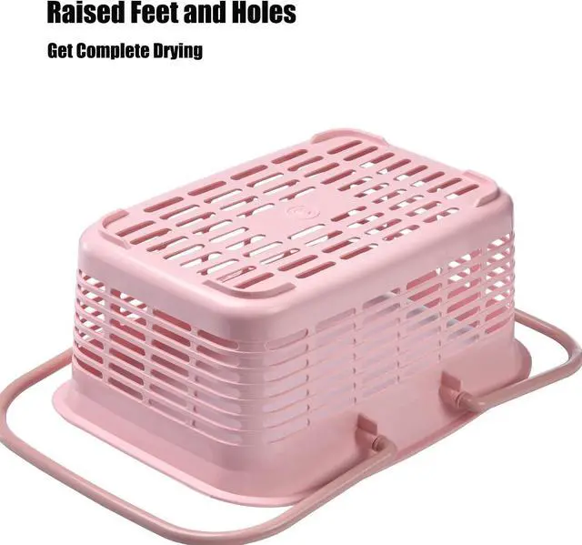 Alt view image 6 of 7 - Plastic Shower Caddy Basket with Handle, Portable Organizer Storage Basket for College Dorm, Bathroom, Kitchen - Pink