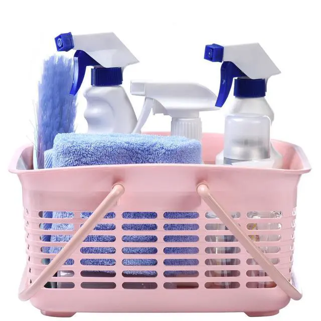 Alt view image 4 of 7 - Plastic Shower Caddy Basket with Handle, Portable Organizer Storage Basket for College Dorm, Bathroom, Kitchen - Pink