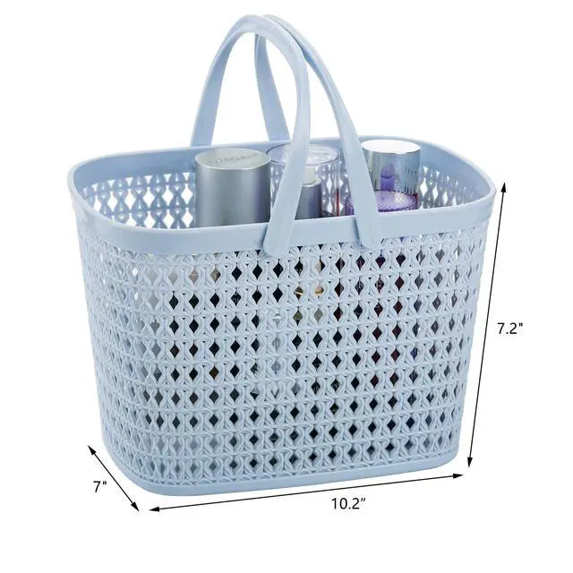 Alt view image 2 of 7 - 3 Pack Portable Shower Caddy Basket, Plastic Storage Baskets with Handle Plastic Tote Storage Basket Easter Baskets Toiletry Organizer for Bathroom, Kitchen, Pantry, College Dorm