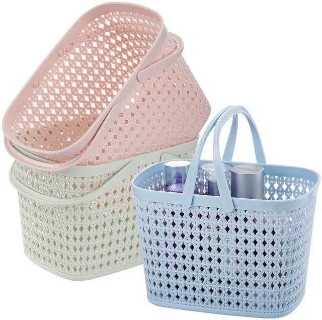 Main image of 3 Pack Portable Shower Caddy Basket, Plastic Storage Baskets with Handle Plastic Tote Storage Basket Easter Baskets Toiletry Organizer for Bathroom, Kitchen, Pantry, College Dorm
