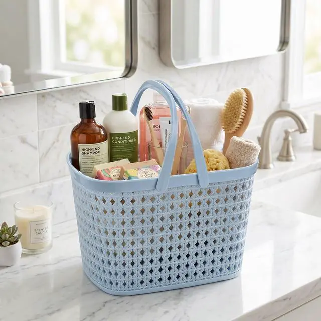 Alt view image 6 of 7 - 3 Pack Portable Shower Caddy Basket, Plastic Storage Baskets with Handle Plastic Tote Storage Basket Easter Baskets Toiletry Organizer for Bathroom, Kitchen, Pantry, College Dorm