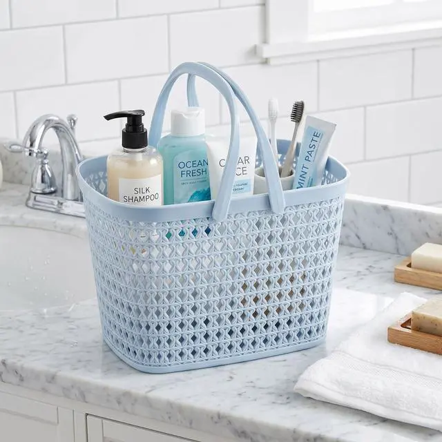 Alt view image 7 of 7 - 3 Pack Portable Shower Caddy Basket, Plastic Storage Baskets with Handle Plastic Tote Storage Basket Easter Baskets Toiletry Organizer for Bathroom, Kitchen, Pantry, College Dorm