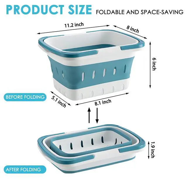 Alt view image 4 of 6 - Portable Shower Caddy Tote Collapsible Plastic Basket with Handles, Foldable Storage Organizer for Bathroom, Kitchen, College Dorm, Gym, Travel & Camping, Blue