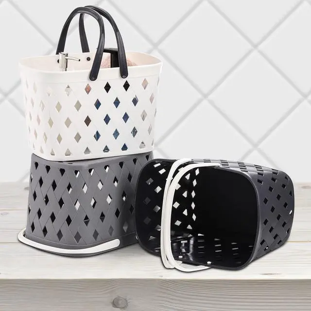 Alt view image 4 of 6 - 3 Pack Portable Shower Caddy with Handles, Plastic Tote Storage Basket Toiletry Organizer Bin for Holding Soap, Shampoo, Cosmetics, Bathroom, College Dorm, Kitchen, Camp, Gym, 3 Colors