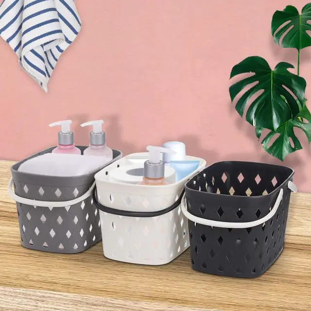 Alt view image 6 of 6 - 3 Pack Portable Shower Caddy with Handles, Plastic Tote Storage Basket Toiletry Organizer Bin for Holding Soap, Shampoo, Cosmetics, Bathroom, College Dorm, Kitchen, Camp, Gym, 3 Colors