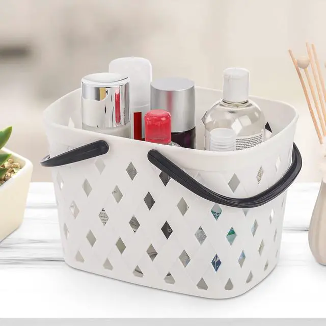 Alt view image 5 of 6 - 3 Pack Portable Shower Caddy with Handles, Plastic Tote Storage Basket Toiletry Organizer Bin for Holding Soap, Shampoo, Cosmetics, Bathroom, College Dorm, Kitchen, Camp, Gym, 3 Colors