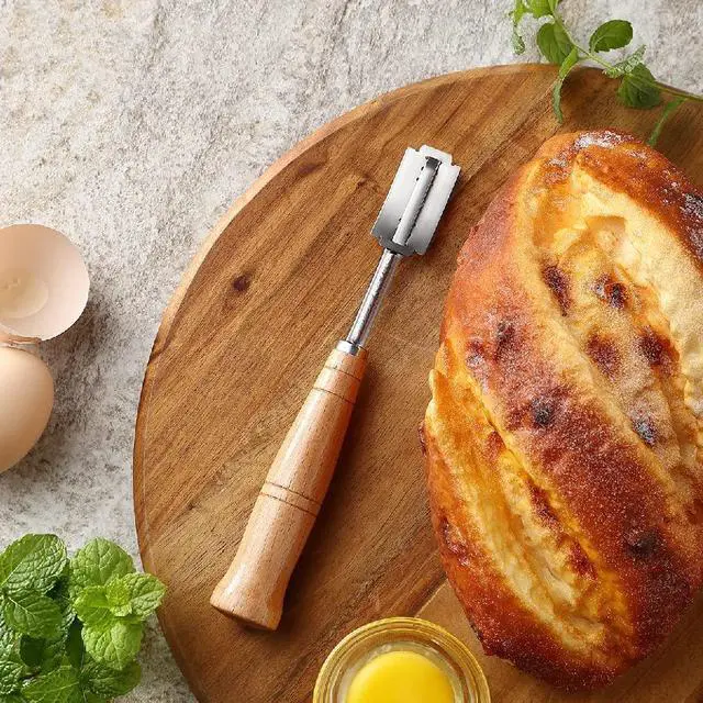 Alt view image 6 of 7 - " Premium Hand Crafted Bread Lame for Dough Scoring Knife, Lame Bread Tool for Sourdough Bread Slashing with 10 Blades Included with Replacement with Authentic Leather Protector Cover"