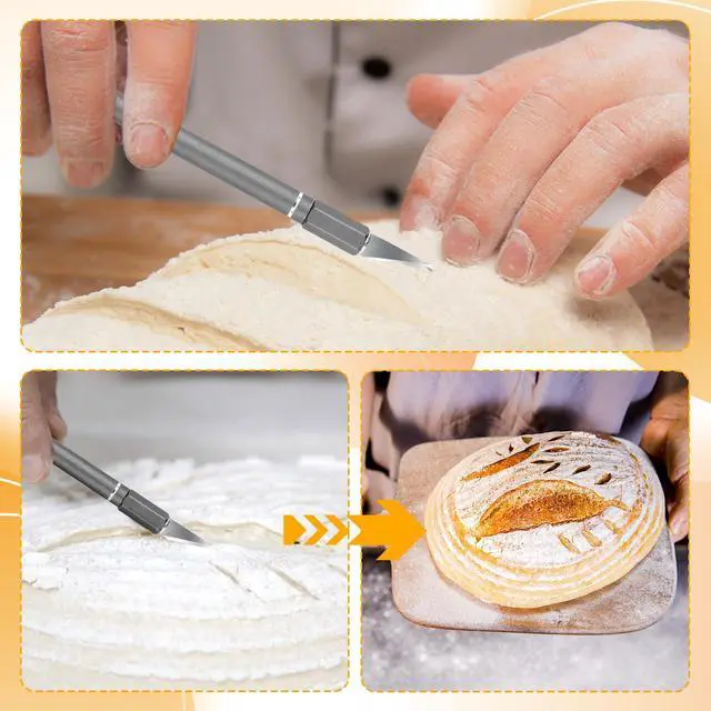 Alt view image 2 of 7 - Upgraded Bread Lame with 10 Blades - Professional sourdough Scoring Tool for bread scoring tool Safety Cover & Ergonomic Handle - Premium Bread Scoring Knife for Artisan Bread Making (1, Gray)