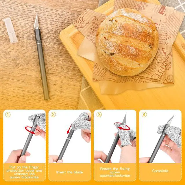 Alt view image 5 of 7 - Upgraded Bread Lame with 10 Blades - Professional sourdough Scoring Tool for bread scoring tool Safety Cover & Ergonomic Handle - Premium Bread Scoring Knife for Artisan Bread Making (1, Gray)