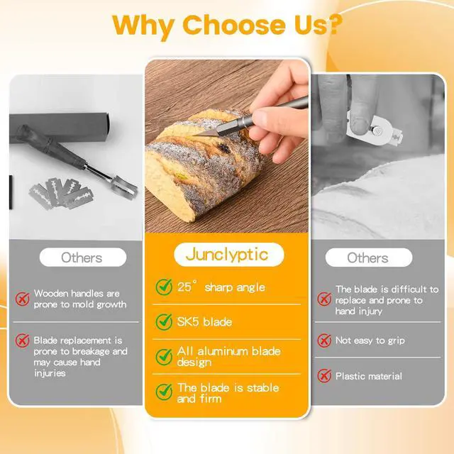 Alt view image 7 of 7 - Upgraded Bread Lame with 10 Blades - Professional sourdough Scoring Tool for bread scoring tool Safety Cover & Ergonomic Handle - Premium Bread Scoring Knife for Artisan Bread Making (1, Gray)