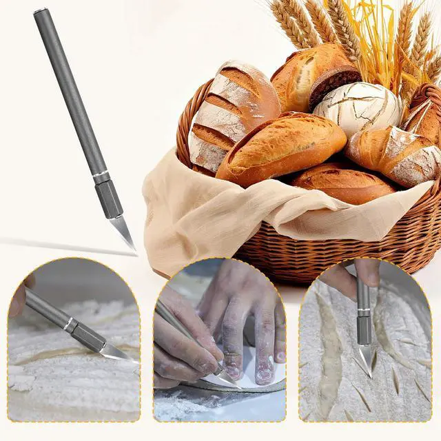 Alt view image 6 of 7 - Upgraded Bread Lame with 10 Blades - Professional sourdough Scoring Tool for bread scoring tool Safety Cover & Ergonomic Handle - Premium Bread Scoring Knife for Artisan Bread Making (1, Gray)