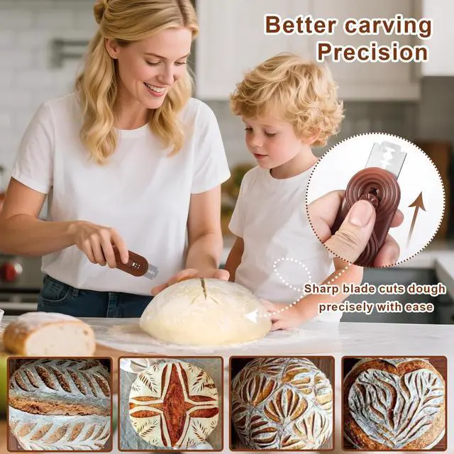 Alt view image 2 of 6 - Bread Lame Dough Scoring Knife, Bread Scoring Tool,Upgraded Retractable & Magnetic Design, Anti-Slip Handle Professional Sourdough Tool for Homemade Sourdough Bread with 5 Blades