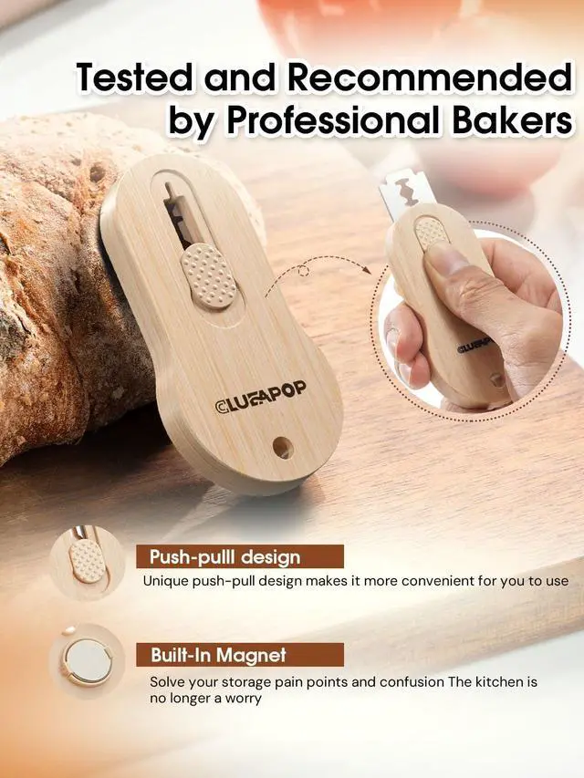 Alt view image 3 of 7 - Extractable & Magnetic Bread Lame Dough Scoring Tool - Professional Sourdough Scoring Tool - Sourdough Bread Baking & Bread Scoring Tool - Scoring Patterns Booklet & 5 Razor Blades