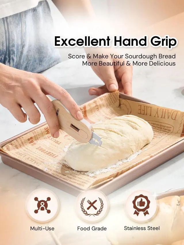 Alt view image 4 of 7 - Extractable & Magnetic Bread Lame Dough Scoring Tool - Professional Sourdough Scoring Tool - Sourdough Bread Baking & Bread Scoring Tool - Scoring Patterns Booklet & 5 Razor Blades