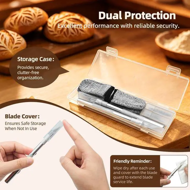 Alt view image 4 of 7 - 2 Pcs Bread Lame Sourdough Scoring Tool for Bread Baking Bread Scorer Dough Scoring Tool for Homemade Sourdough Bread Scoring Tool Set with 10 Replacement Blades & 1 Storage Case