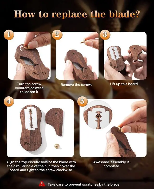 Alt view image 4 of 7 - Bread Lame, Scoring Tool for Sourdough with 5 Retractable Razor Blades, Professional Dough Scorer with Magnetic Safety Design, Bread Slashing Tool, Sourdough Knife Supplies for Baking (Walnut)