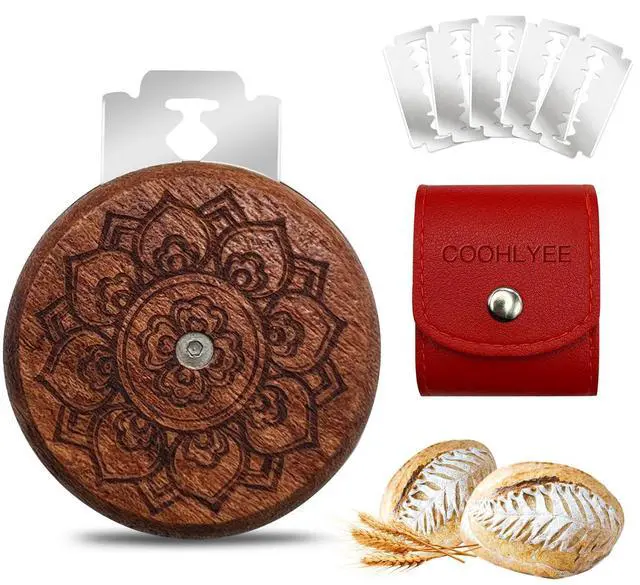 Main image of Artisan UFO Bread Lame Cutter for Sourdough Bread Makers, Premium Wooden Sourdough Scoring Tool with CNC Engraved Design, 5 Bread Knife Blades & PU Storage Case for Homemake Lovers Gifts