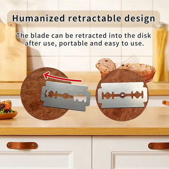 Alt view image 6 of 7 - Artisan UFO Bread Lame Cutter for Sourdough Bread Makers, Premium Wooden Sourdough Scoring Tool with CNC Engraved Design, 5 Bread Knife Blades & PU Storage Case for Homemake Lovers Gifts