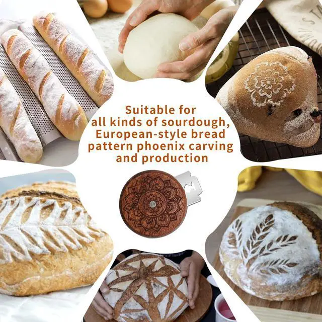 Alt view image 4 of 7 - Artisan UFO Bread Lame Cutter for Sourdough Bread Makers, Premium Wooden Sourdough Scoring Tool with CNC Engraved Design, 5 Bread Knife Blades & PU Storage Case for Homemake Lovers Gifts