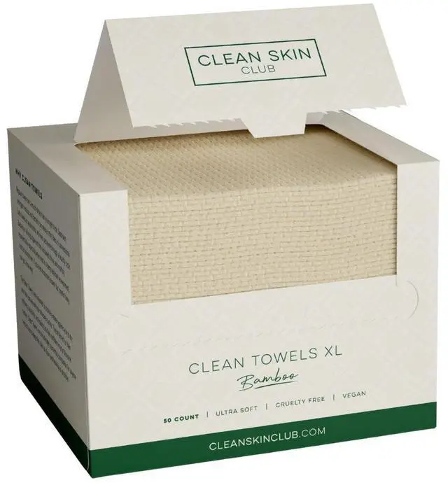 Main image of Bamboo Viscose Clean Towels® XL 100% USDA Biobased Face Towel, Disposable Face Towelette, Makeup Remover Dry Wipes, Ultra Soft, 50 Ct, 1 Pack