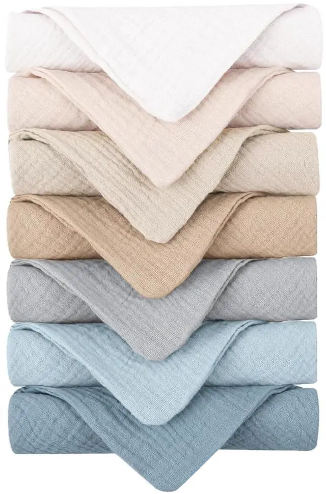 Main image of 7-Pack Ultra Soft Muslin Cotton Face Wash Cloths, Reusable Absorbent Washcloths for Sensitive Skin, Lightweight Facial Makeup Remover Towels for Women (11 x 11 Inch)
