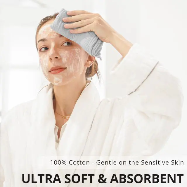 Alt view image 2 of 7 - 7-Pack Ultra Soft Muslin Cotton Face Wash Cloths, Reusable Absorbent Washcloths for Sensitive Skin, Lightweight Facial Makeup Remover Towels for Women (11 x 11 Inch)