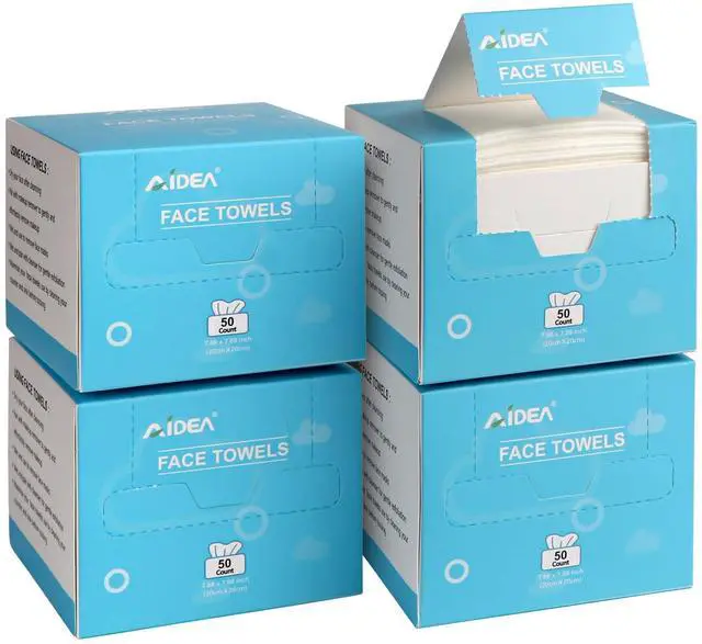 Main image of Face Towels Disposable-200Ct (4 Box), Face Cloths for Sensitive Skin