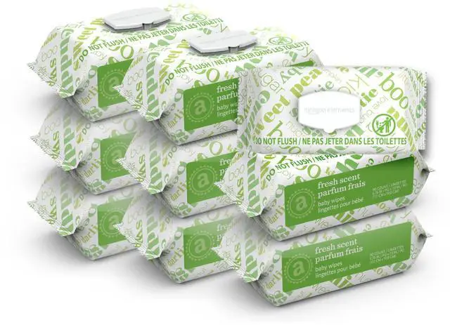 Main image of Baby Wipes, Fresh Scent, Flip-Top Packs, Alcohol-Free, With Cucumber and Aloe, 810 Count, 9 Packs of 90
