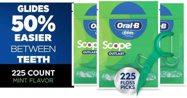 Main image of Glide Mint Dental Floss Picks with Long Lasting Scope Flavor, 75 Count, Pack of 3