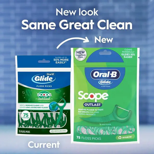 Alt view image 4 of 6 - Oral-B Glide Mint Dental Floss Picks with Long Lasting Scope Flavor, 75 Picks