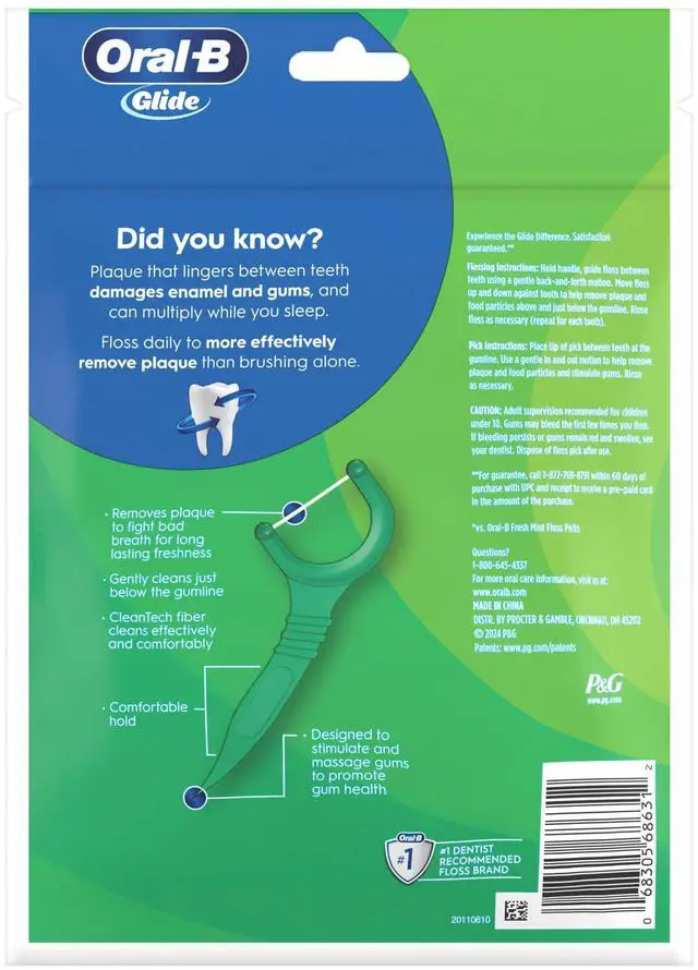 Alt view image 6 of 6 - Oral-B Glide Mint Dental Floss Picks with Long Lasting Scope Flavor, 75 Picks
