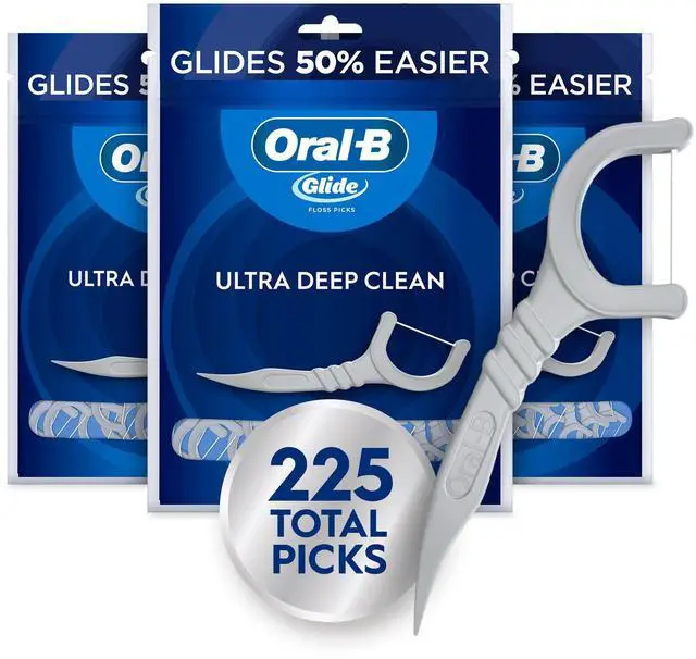 Main image of Glide Ultra Deep Clean Floss Picks, Removes Food and Plaque, Cool Mint Flavor, 75 Count, Pack of 3
