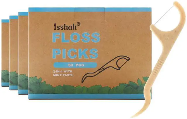 Main image of Corn Starch Natural Dental Floss Picks - 200 Count - Mint