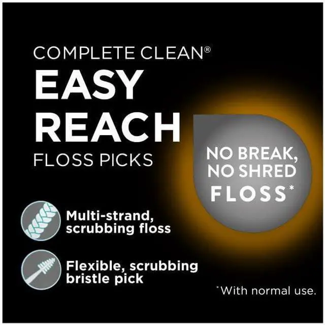 Alt view image 3 of 7 - Complete Clean Easy Reach Floss Picks, Advanced Fluoride Coating, Mouthwash Blast Flavor, 75 ct. (Pack of 2)