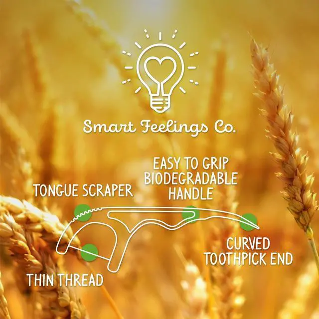 Alt view image 6 of 7 - Biodegradable Dental Floss Picks 100 Count 2 Packs | Eco-Friendly Bamboo Like Straw Wheat Sustainable Mint Flavored Flossers for Kids and Adult Teeth Cleaning for the Enviromentally Conscious