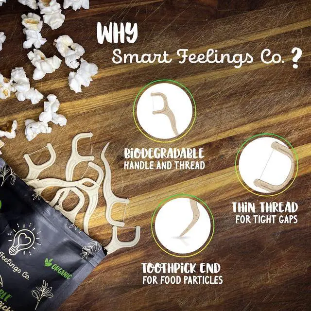 Alt view image 7 of 7 - Biodegradable Dental Floss Picks 100 Count 2 Packs | Eco-Friendly Bamboo Like Straw Wheat Sustainable Mint Flavored Flossers for Kids and Adult Teeth Cleaning for the Enviromentally Conscious