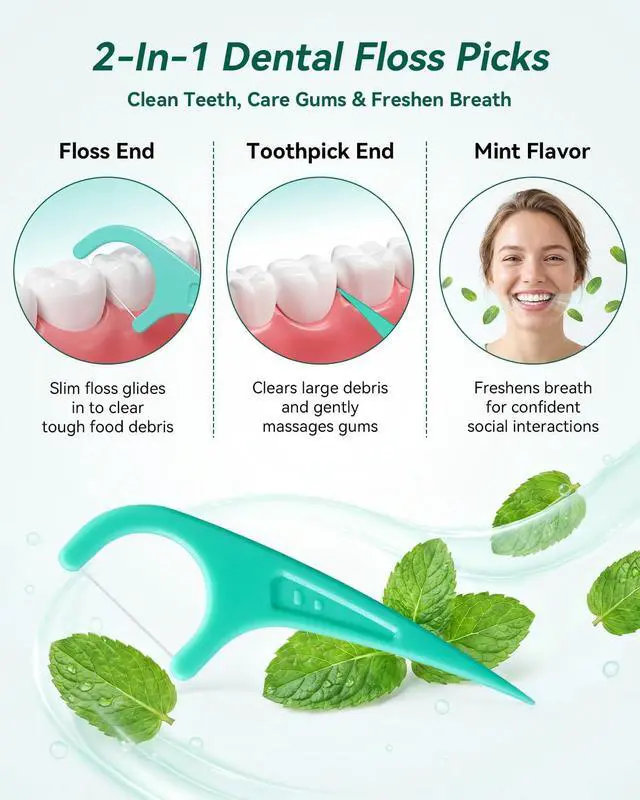 Alt view image 3 of 7 - Floss Picks, 240 Count Mint Dental Floss Cleaner, Tooth Picks Flossers with 4 Travel Handy Cases, Helps to Fight Tooth Decay and Keep Your Teeth Clean, Flossing Sticks for Family