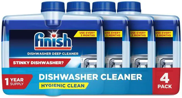 Main image of Dishwasher Cleaner Liquid, Deep Cleans Hidden Grease & Limescale, Fights Odors & helps maintain Performance, 1 Year Supply, 8.45oz, 4 Bottle