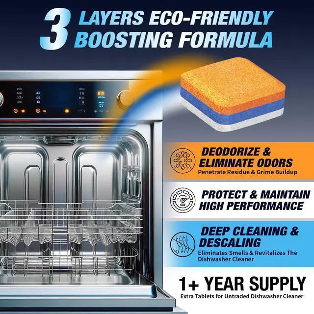 Alt view image 4 of 7 - Dishwasher Cleaner Deodorizer Descaler Tablets - 28 Tabs - 1 Plus Year Supply - Extra Scented Deep Cleaning Sanitizer Pods - Remove Hard Water - Contain Citric Acid Heavy Duty Septic Safe - Citrus