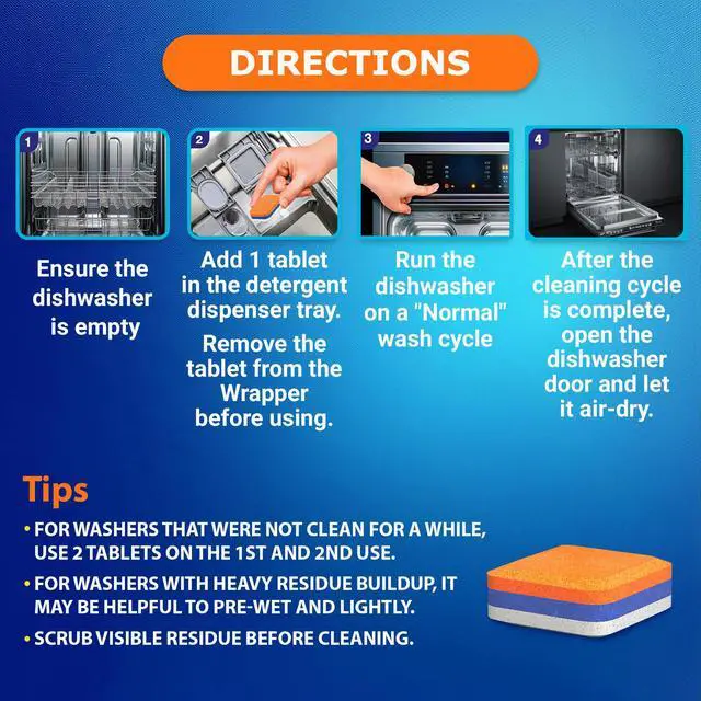 Alt view image 6 of 7 - Dishwasher Cleaner Deodorizer Descaler Tablets - 28 Tabs - 1 Plus Year Supply - Extra Scented Deep Cleaning Sanitizer Pods - Remove Hard Water - Contain Citric Acid Heavy Duty Septic Safe - Citrus
