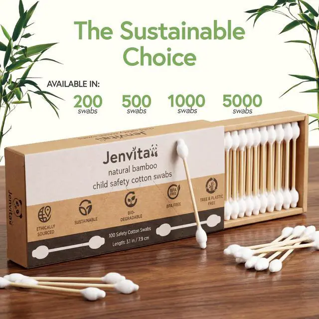 Alt view image 6 of 7 - 100% Bamboo Cotton Swabs for Ears (200-Pack) - Perfect for Baby & Personal Care | Double-Tipped Ear Swabs Cotton for Makeup & Cleaning | FSC Certified & Hypoallergenic, Made for All Ages & Pet