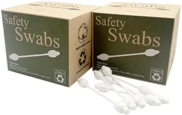 Main image of 2 Packs Safety Cotton Swabs with Large Tip, Baby Cotton Buds 216pcs