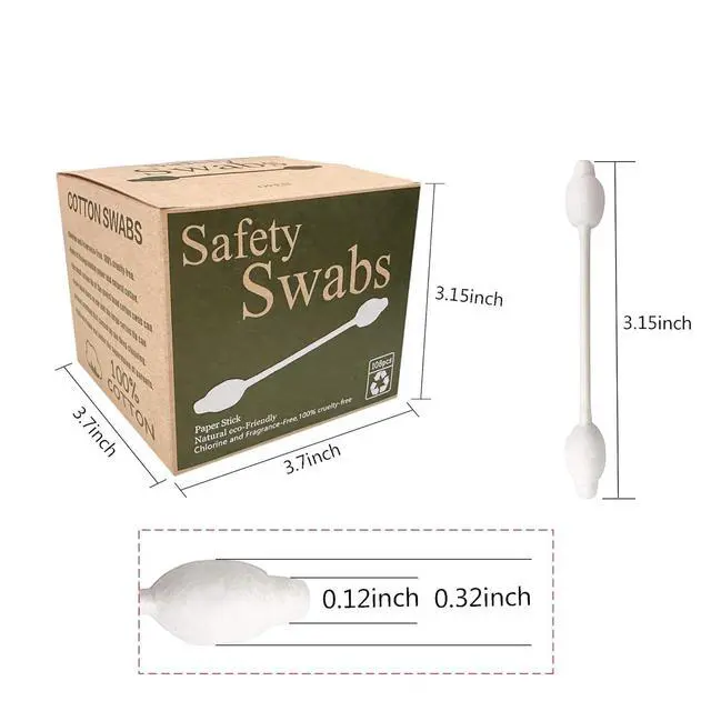 Alt view image 6 of 7 - 2 Packs Safety Cotton Swabs with Large Tip, Baby Cotton Buds 216pcs