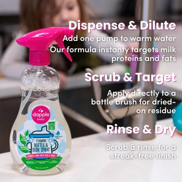 Alt view image 5 of 7 - Baby Fragrance-Free Foaming Bottle & Dish Spray - (2 Pack) 16.9 fl oz - Plant-Powered Cleaner for Baby Bottles, Pump Parts, and Sippy Cups - Includes 1 Pump