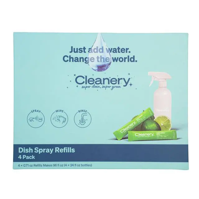 Alt view image 2 of 5 - Dish Spray Cleaner Powder Concentrate Refills 4 Pack, Makes 24 fl oz Each, Tahitian Lime